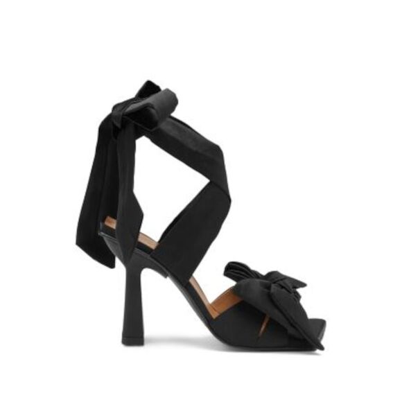 GANNI Womens Black Ankle Tie Padded Square Toe Lace-Up Heeled Sandal 36